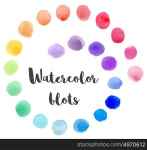 Set of abstract bright vector watercolor blots for design
