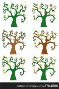 Set Of Abstract Cartoon Tree