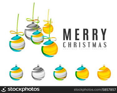 Set of abstract Christmas ball icons, business logo concepts, clean modern geometric design. Created with transparent abstract lines