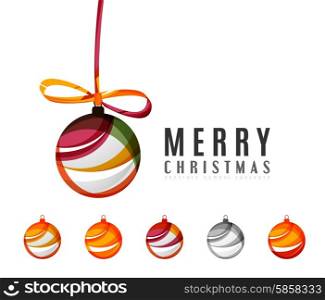 Set of abstract Christmas ball icons, business logo concepts, clean modern geometric design. Created with transparent abstract lines