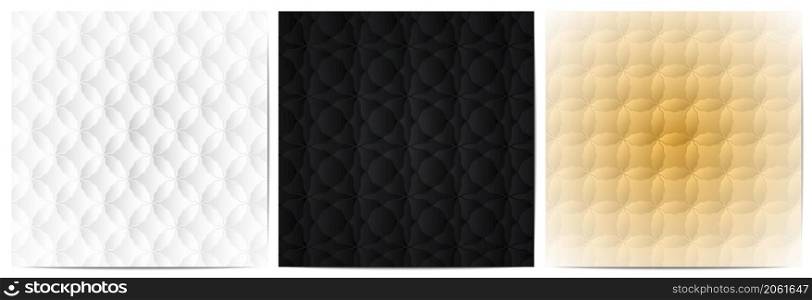 Set of abstract circle lines wave pattern. Luxury with black,white and gold background design element