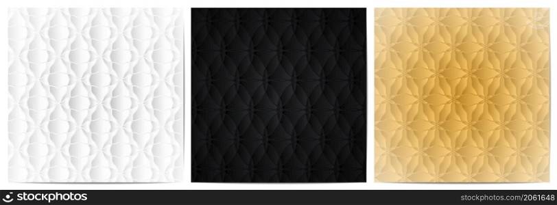 Set of abstract circle lines wave pattern. Luxury with black,white and gold background design element