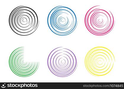 set of abstract circle outlines are reduced to the center for a logo, sign, site or app icon.