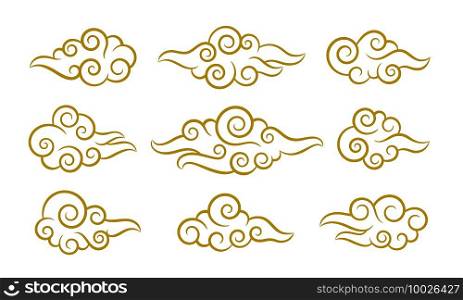 Set of abstract cluods, chinese style elements. Vector illustration. Set of abstract cluods, chinese style elements.