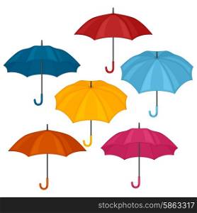 Set of abstract color umbrellas on white background. Set of abstract color umbrellas on white background.