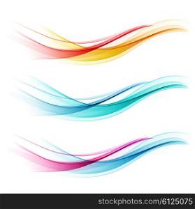 Set of abstract color wave. Color smoke wave. Transparent color wave. Blue, pink, orange, red color. Wavy design