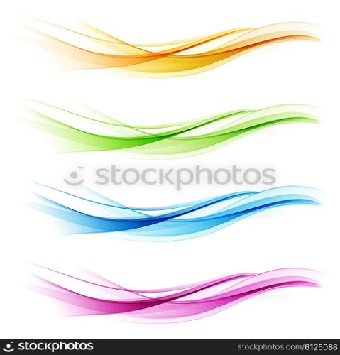 Set of abstract color wave. Color smoke wave. Transparent color wave. Blue, pink, orange, green color. Wavy design