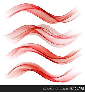 Set of abstract color wave. Set of abstract color wave. Color smoke wave. Transparent color wave. Red color. Wavy design