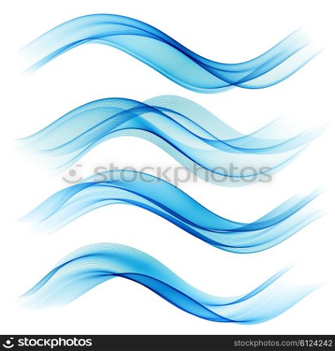 Set of abstract color wave. Set of abstract color wave. Color smoke wave. Transparent color wave. Blue color. Wavy design