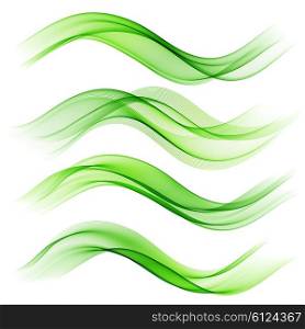 Set of abstract color wave. Set of abstract color wave. Color smoke wave. Transparent color wave. Green color. Wavy design