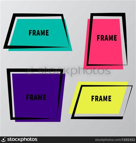 Set of abstract colorful frame on gray background. Vector illustration