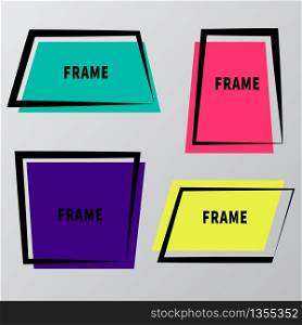Set of abstract colorful frame on gray background. Vector illustration