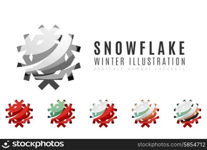 Set of abstract colorful snowflake logo icons, winter concepts, clean modern geometric design. Set of abstract colorful snowflake logo icons, winter concepts, clean modern geometric design. Created with transparent abstract lines