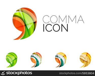 Set of abstract comma icon, business logotype concepts, clean modern geometric design. Created with transparent abstract wave lines