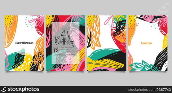 Set of abstract creative universal artistic templates. Good for poster, card, invitation, flyer, cover, banner, placard, brochure and other graphic design.