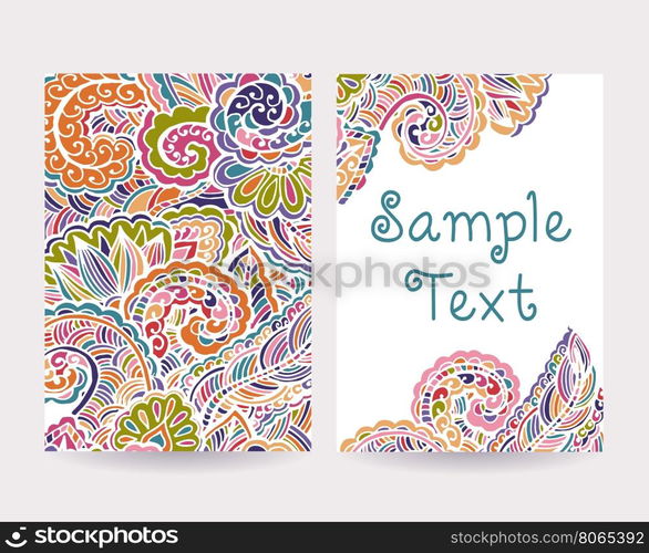 Set of abstract decorative card. Hand drawn pattern. Vector illustration.