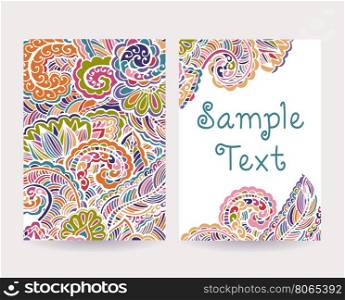Set of abstract decorative card. Hand drawn pattern. Vector illustration.
