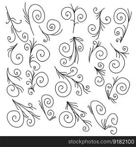Set of abstract doodle curls and spiral elements for design vector illustration