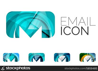 Set of abstract email icon, business logotype concepts, clean modern geometric design. Created with transparent abstract wave lines