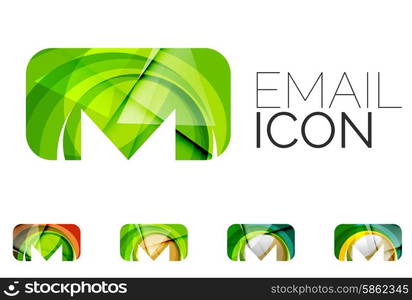 Set of abstract email icon, business logotype concepts, clean modern geometric design. Created with transparent abstract wave lines