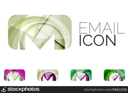 Set of abstract email icon, business logotype concepts, clean modern geometric design. Created with transparent abstract wave lines