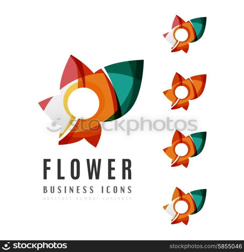 Set of abstract flower logo business icons. Set of abstract flower logo business icons. Created with overlapping colorful abstract waves and swirl shapes