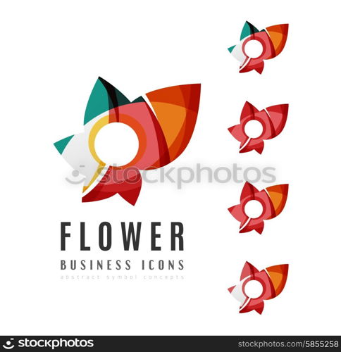 Set of abstract flower logo business icons. Set of abstract flower logo business icons. Created with overlapping colorful abstract waves and swirl shapes