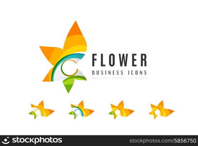 Set of abstract flower logo business icons. Set of abstract flower logo business icons. Created with overlapping colorful abstract waves and swirl shapes