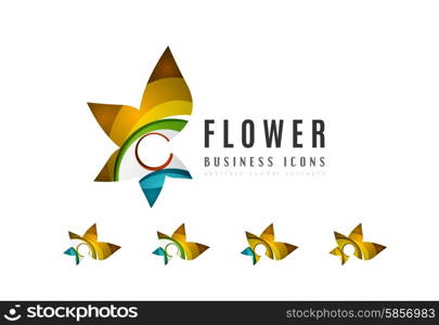 Set of abstract flower logo business icons. Set of abstract flower logo business icons. Created with overlapping colorful abstract waves and swirl shapes