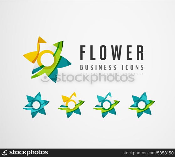 Set of abstract flower logo business icons. Set of abstract flower logo business icons. Created with overlapping colorful abstract waves and swirl shapes