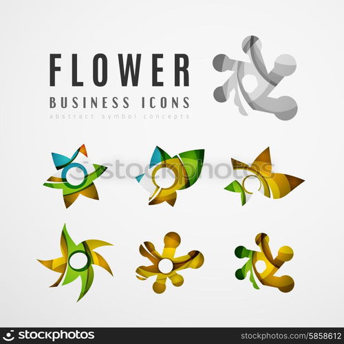 Set of abstract flower logo business icons. Set of abstract flower logo business icons. Created with overlapping colorful abstract waves and swirl shapes