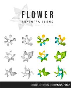Set of abstract flower logo business icons. Set of abstract flower logo business icons. Created with overlapping colorful abstract waves and swirl shapes