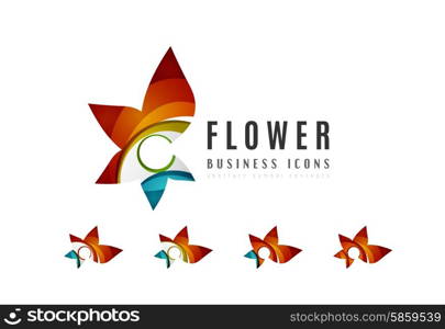 Set of abstract flower logo business icons. Set of abstract flower logo business icons. Created with overlapping colorful abstract waves and swirl shapes