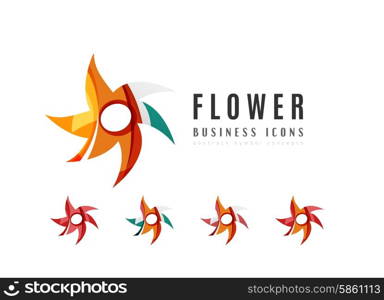 Set of abstract flower logo business icons. Set of abstract flower logo business icons. Created with overlapping colorful abstract waves and swirl shapes