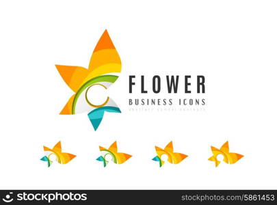 Set of abstract flower logo business icons. Set of abstract flower logo business icons. Created with overlapping colorful abstract waves and swirl shapes