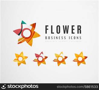 Set of abstract flower logo business icons. Set of abstract flower logo business icons. Created with overlapping colorful abstract waves and swirl shapes