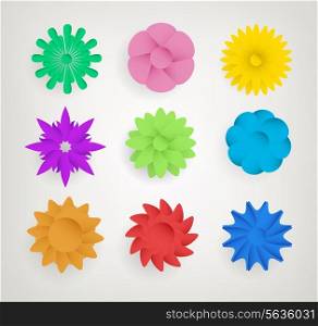 Set Of Abstract Flowers On A Gray Background