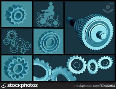 set of abstract gears. technology or industry concept