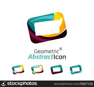 Set of abstract geometric company logo frames, screens. Vector illustration of universal shape concept made of various wave overlapping elements