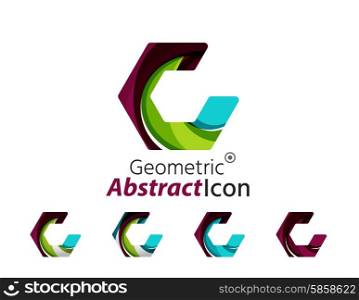 Set of abstract geometric company logo hexagon shapes. Set of abstract geometric company logo hexagon shapes. Vector illustration of universal shape concept made of various wave overlapping elements