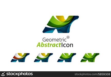 Set of abstract geometric company logo N letters. Set of abstract geometric company logo N letters. Vector illustration of universal shape concept made of various wave overlapping elements