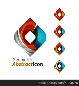 Set of abstract geometric company logo square, rhomb. Vector illustration of universal shape concept made of various wave overlapping elements