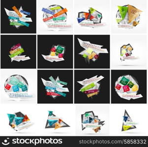 Set of abstract geometric infographic banner templates. Business presentations, backgrounds, option infographics or advertising layouts