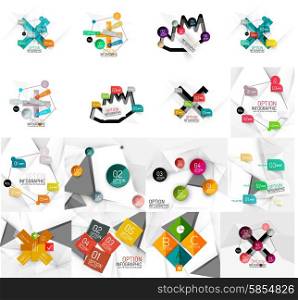 Set of abstract geometric paper effect infographic banner templates. Business presentations, backgrounds, option infographics or advertising banner layouts
