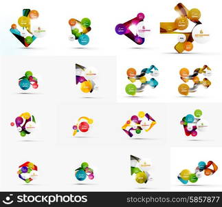 Set of abstract geometric paper effect infographic banner templates. Business presentations, backgrounds, option infographics or advertising banner layouts