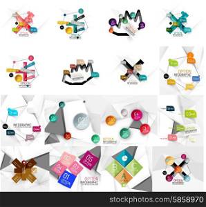 Set of abstract geometric paper effect infographic banner templates. Business presentations, backgrounds, option infographics or advertising banner layouts