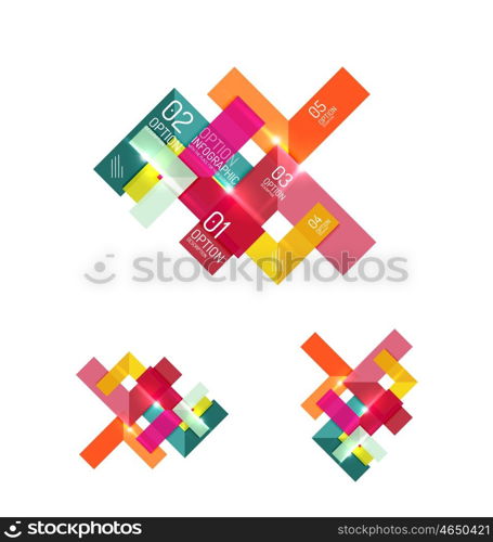 Set of abstract geometric paper graphic layouts. Business presentations, backgrounds, option infographics or banner templates