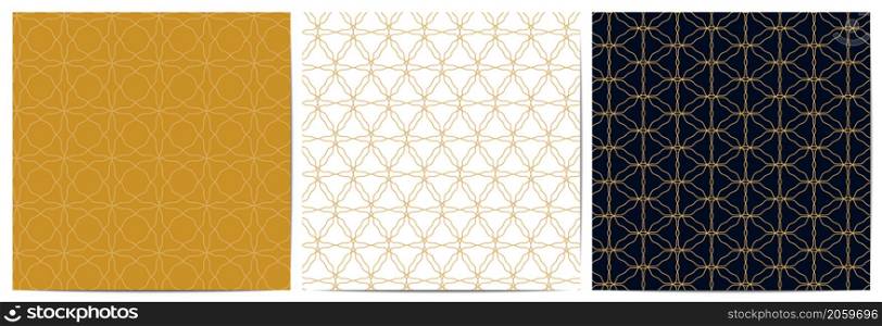 Set of abstract geometric pattern circle overlapping. Luxury of gold lines ornament background design