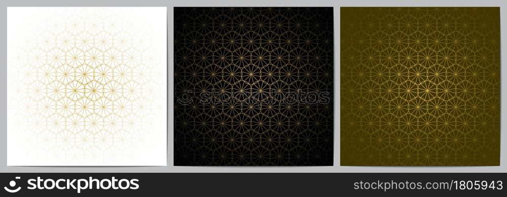 Set of abstract geometric pattern with golden lines.Luxury of black,white,and gold background.Design for decorative,wallpaper; clothing; wrapping