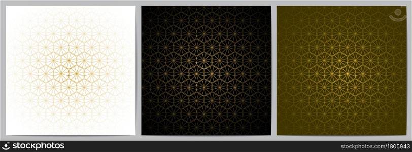 Set of abstract geometric pattern with golden lines.Luxury of black,white,and gold background.Design for decorative,wallpaper; clothing; wrapping